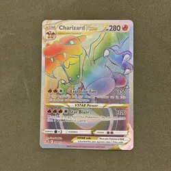 Pokemon TCG Charizard VSTAR Rainbow Secret Rare Card Brilliant Stars 174/172 NM - Image 1