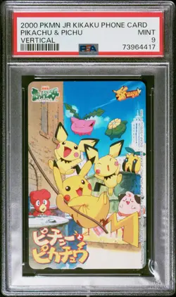 PSA 9 2000 Pokemon JR Kikaku Phone Card Pikachu & Pichu Japanese - Image 1