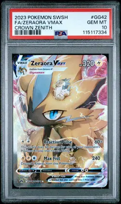 2023 POKEMON SWORD & SHIELD CROWN ZENITH #GG42 FULL ART/ZERAORA VMAX PSA 10 - Image 1