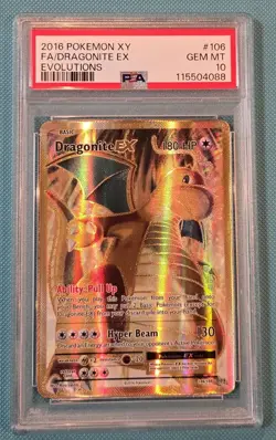 2016 POKEMON XY FA/DRAGONITE EX EVOLUTIONS #106 PSA GRADED GEM MINT 10 - Image 1