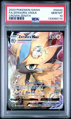 2023 POKEMON SWORD & SHIELD CROWN ZENITH #GG42 FULL ART/ZERAORA VMAX PSA 10 - Image 1