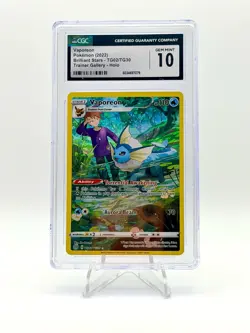 2022 POKEMON BRILLIANT STARS TRAINER GALLERY VAPOREON TG02/TG30 CGC 10 - Image 1
