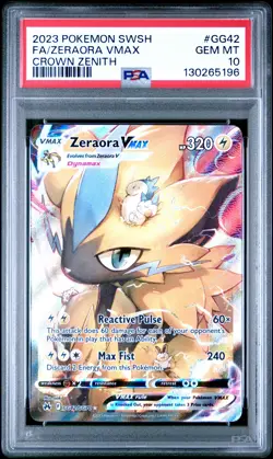 2023 POKEMON SWORD & SHIELD CROWN ZENITH #GG42 FULL ART/ZERAORA VMAX PSA 10 - Image 1