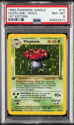 1999 POKEMON JUNGLE 1ST ED #15 VILEPLUME-HOLO PSA 8 - Image 1