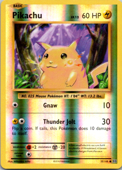 2016 Pokemon XY Evolutions Pikachu Reverse Holo #35/108 - MINT - Image 1