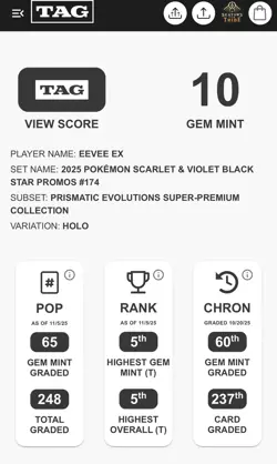 Eevee EX 2025 Pokemon S&V Prismatic Evolutions SPC #174 Black Star Promo TAG 10 - Image 2