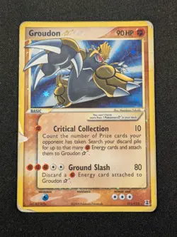 [DMG] 2005 Pokemon EX Delta Species #111 Groudon Gold Star DAMAGED *SEE PICS* - Image 1
