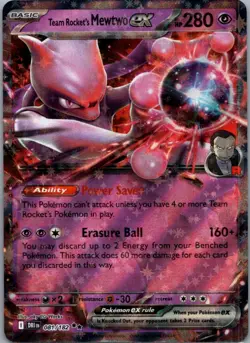 Team Rocket's Mewtwo ex 081/182 Double Rare Destined Rivals Pokemon Near Mint - Image 1