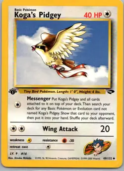 Koga's Pidgey 49/132 Uncommon Gym Challenge Pokemon 1st Ed Lightly Played - Image 1