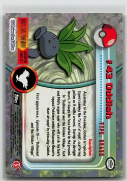 Oddish #43 Topps Series 1 Black Logo Pokemon NM - Image 2