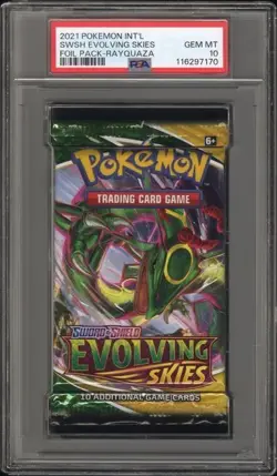 PSA 10 - 2021 Pokemon SWSH Evolving Skies RAYQUAZA Sealed Booster Pack (7170) - Image 1