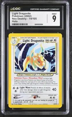 CGC 9 MINT Light Dragonite 2002 Neo Destiny 14/105 Holo Pokemon Card - Image 1