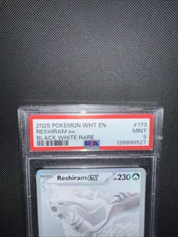 2025 POKEMON WHT EN-WHITE FLARE BLACK WHITE RARE #173 RESHIRAM EX PSA 9 - Image 4