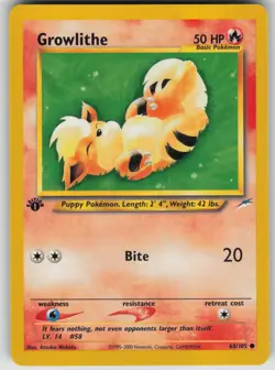Pokemon TCG Growlithe Common Neo Destiny 1st Edition 068/105 - Image 1