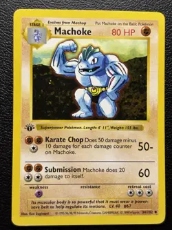 Machoke 34/102 - 1st Edition - Shadowless - Pokemon - LP Base Set - Image 1