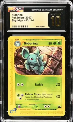 CGC 10 PRISTINE Nidorina 83/144 Skyridge Vintage WOTC 2003 Pokemon POP 2 - Image 1
