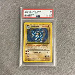 1999 Pokemon Game #8 Machamp-Holo PSA 5 EX 8/102 - Image 1