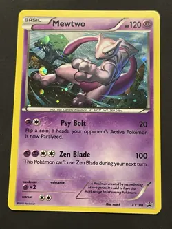 Mewtwo XY100 Pokemon TCG BLACK STAR PROMO- Cosmos HOLO Rare LP - Image 1