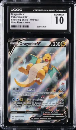 2021 POKEMON EVOLVING SKIES #192 DRAGONITE CGC 10 GEM MINT - Image 1