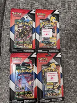 Pokemon Cosmic Eclipse And Evolving Skies Blister Packs Lot Of 4 - Image 1
