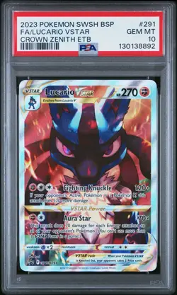 2023 POKEMON SWSH BLACK STAR PROMO #291 FULL ART/LUCARIO VSTAR PSA 10 - Image 1