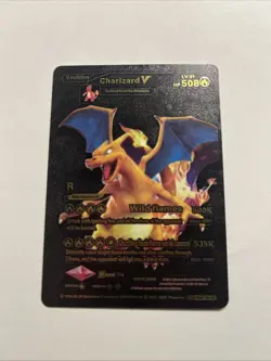 Charizard V Black Foil Display Card “Wild Flames” Lv91 508 HP Full Art 1995 NM - Image 1