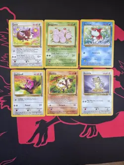 Vintage Pokemon Card Lot Base Jungle #51-56/64 Goldeen Eevee Meowth Jigglypuff - Image 1