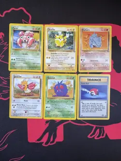 Vintage Pokemon Card Lot Base Jungle #59-64/64 Pikachu Rhyhorn Spearow Venonat - Image 1