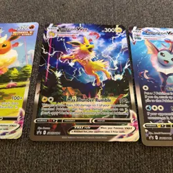 Jumbo Promo Flareon, Jolteon & Vaporeon VMAX Pokemon Cards Evolving Skies - Image 3