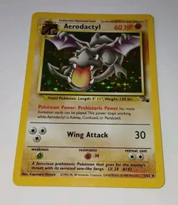 Vintage AERODACTYL - 1/62 Fossil Unlimited Holo Rare Pokemon Card 🌟 NM/LP - Image 1