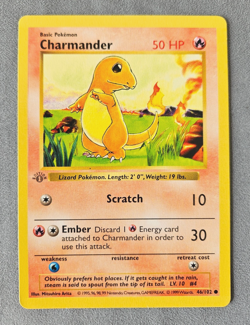 GRAY GREY STAMP Charmander 46/102 1st Edition Pokemon Base Set - Image 1