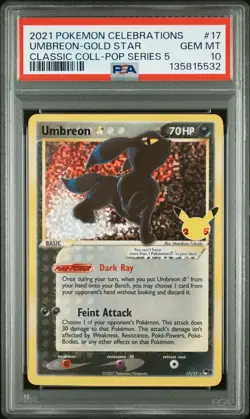 2021 POKEMON CELEBRATIONS CLASSIC COLL #17 UMBREON-GOLD STAR PSA 10 - Image 1