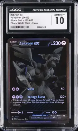 2025 POKEMON BLACK BOLT #172 ZEKROM CGC 10 GEM MINT - Image 1