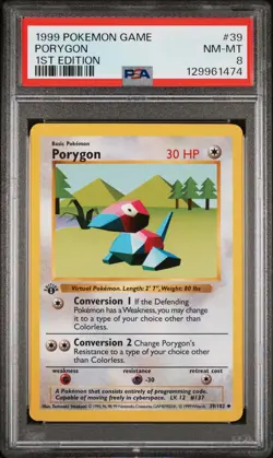 1999 Pokemon Base Basic 1st Edition Porygon 39 PSA 8 NEAR MINT-MINT - Image 1