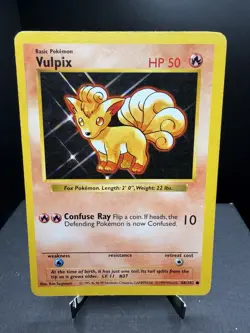 Pokemon TCG WOTC Shadowless Base Set Vulpix 68/102 Common HP/Crease - Image 1