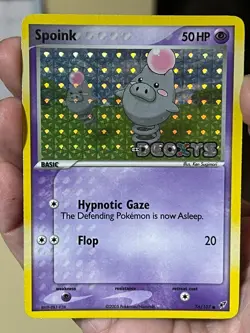 POKEMON SPOINK #76/107 COMMON EX DEOXYS STAMPED HOLOFOIL VLP CARD - Image 1