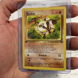 1999 Vintage Pokemon Mankey 1st Edition Jungle 55/64 Pokemon HP Heavily Played - Image 2