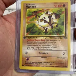 1999 Vintage Pokemon Mankey 1st Edition Jungle 55/64 Pokemon HP Heavily Played - Image 5