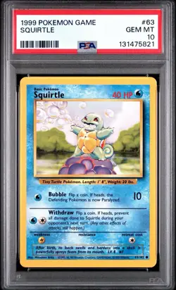 1999 Pokemon Base Set SQUIRTLE #63 PSA 10 Gem Mint 💦🫧 New Cert - Image 1