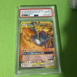 PSA 10 Moltres & Zapdos & Articuno GX 44/68 Pokemon Sun & Moon Hidden Fates Holo - Image 1
