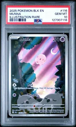 2025 Pokemon Munna #116/086 Black Bolt Illustration Rare PSA 10 - Image 1