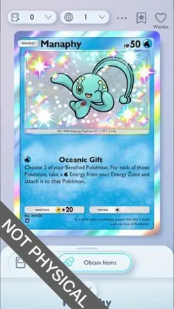 Pokemon TCG POCKET - Manaphy Shiny 1⭐, Mega-Rising, English - Image 1