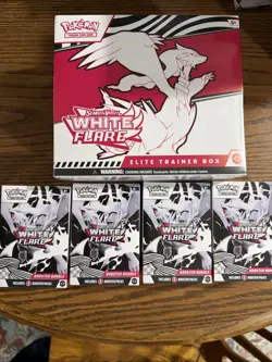 White Flare Pokemon Bundle ETB Elite Trainer Box + 4x Booster Bundle Big Lot - Image 1