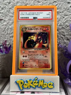 1997 Pokemon Japanese Rocket Dark Charizard Holo Ruby Error Print PSA 9 - Image 1