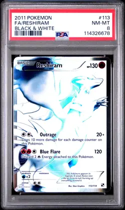 2011 POKEMON BLACK WHITE RESHIRAM #113 FULL ART PSA 8 NM #114326678 - Image 1