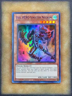Yugioh Evil HERO Sinister Necrom LDS3-EN026 Ultra Rare 1st Ed BLUE NM - Image 1