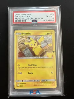 Pokemon Pikachu TCG Holo Card 25/25 McDonald's 2021 Promo PSA 6 Ex-MT - Image 1