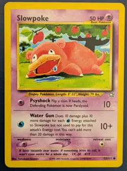 Slowpoke Neo Genesis Set Vintage Pokemon Card. Common (73/111) Near Mint Cond. - Image 1