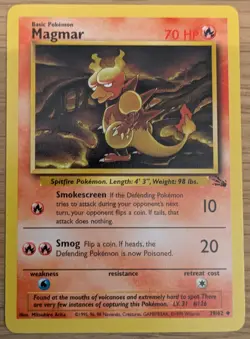 Magmar Fossil Set Vintage Pokemon Card Uncommon WOTC 39/62. Near Mint Condition - Image 1