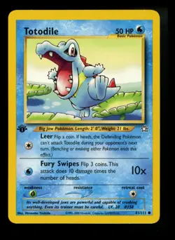 1st Edition Totodile 81/111 Neo Genesis 2000 WOTC Pokemon Card TCG - Image 1
